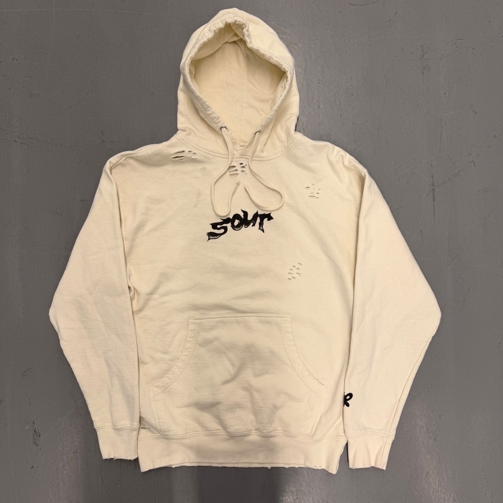 Sour Cream Distressed Graphic Hoodie‎ Oversized Streetwear